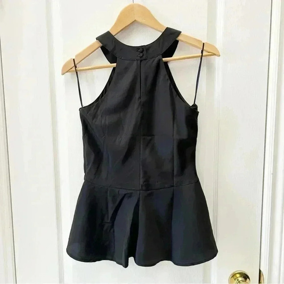 Ricki’s Blouse Sleeveless Peplum Halter Neckline Flowy Top Black Size 0/XS NWT - Picture 2 of 14